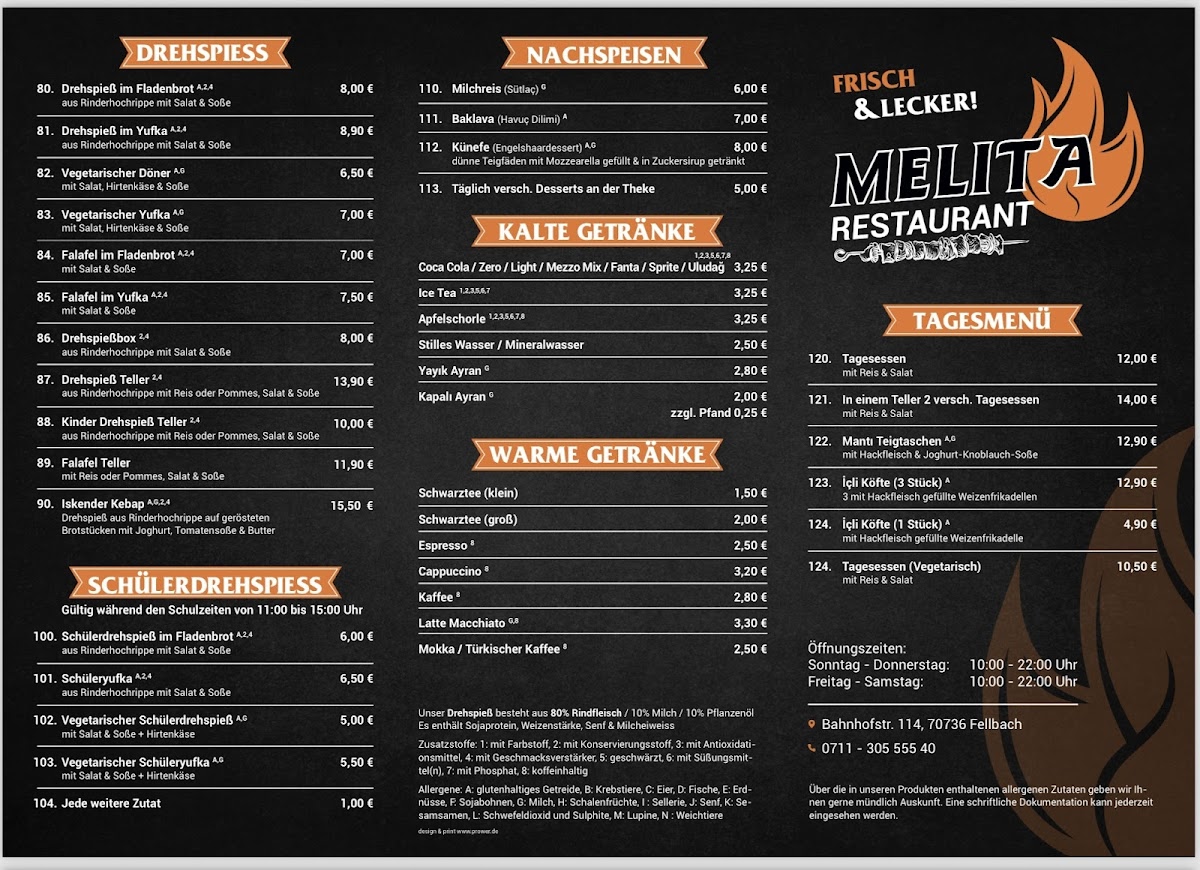 Melita Restaurant Photo Menu 2