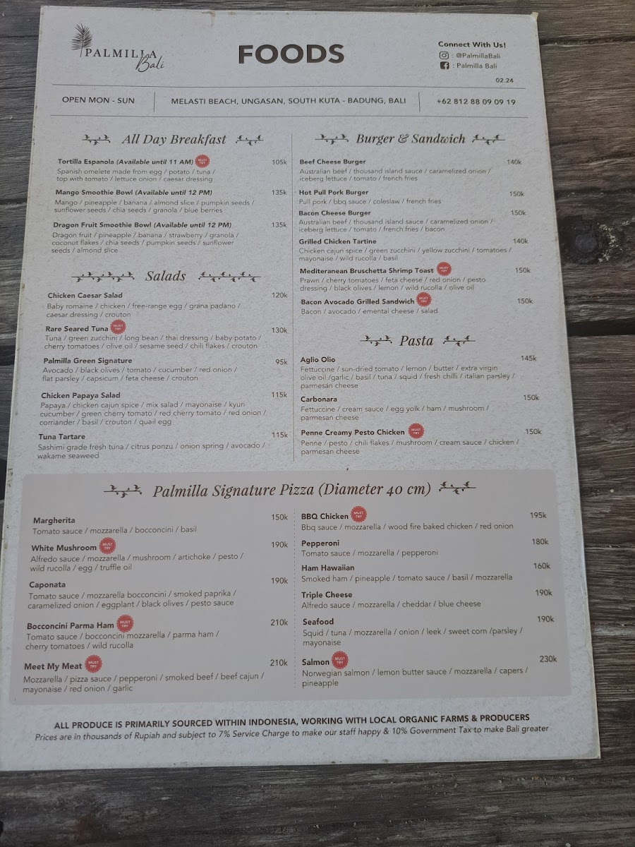 Palmilla Bali Beach Club Photo Menu 9