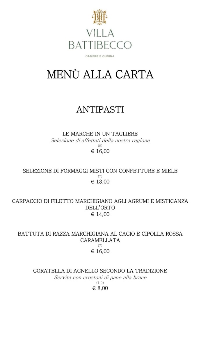 Ristorante Villa Battibecco - Camere e Cucina Photo Menu 4