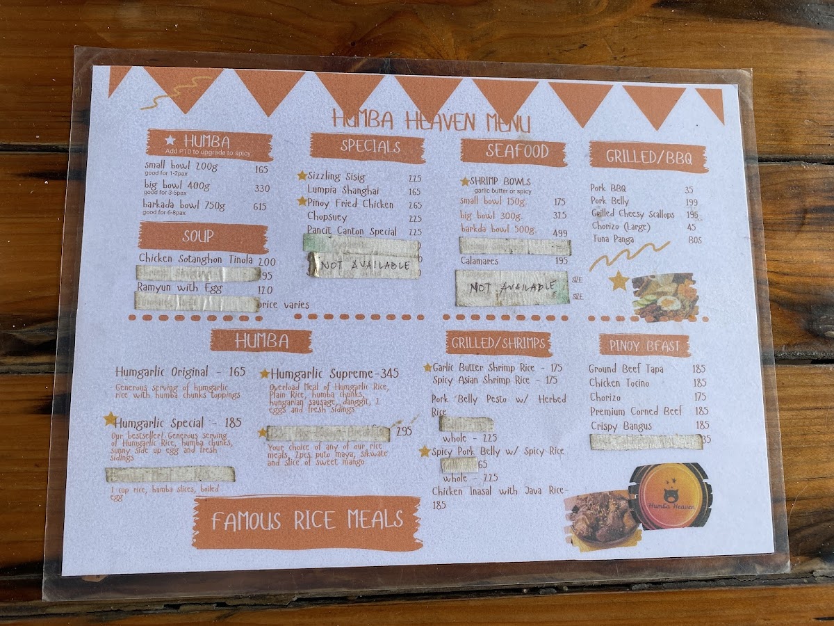 Humba Heaven Photo Menu 2