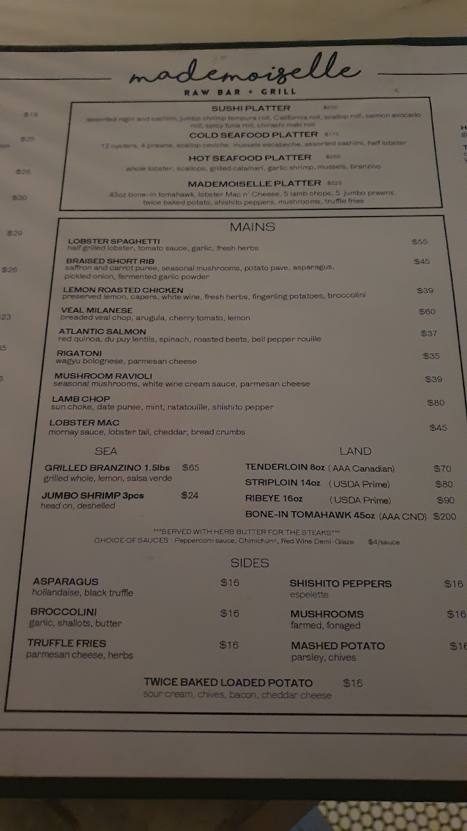 Mademoiselle Raw Bar + Grill Photo Menu 4