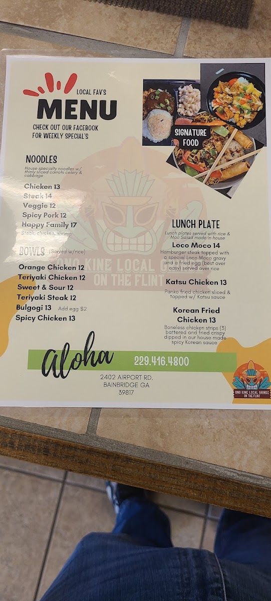 Ono Kine Local Grindz on the Flint Photo Menu 1