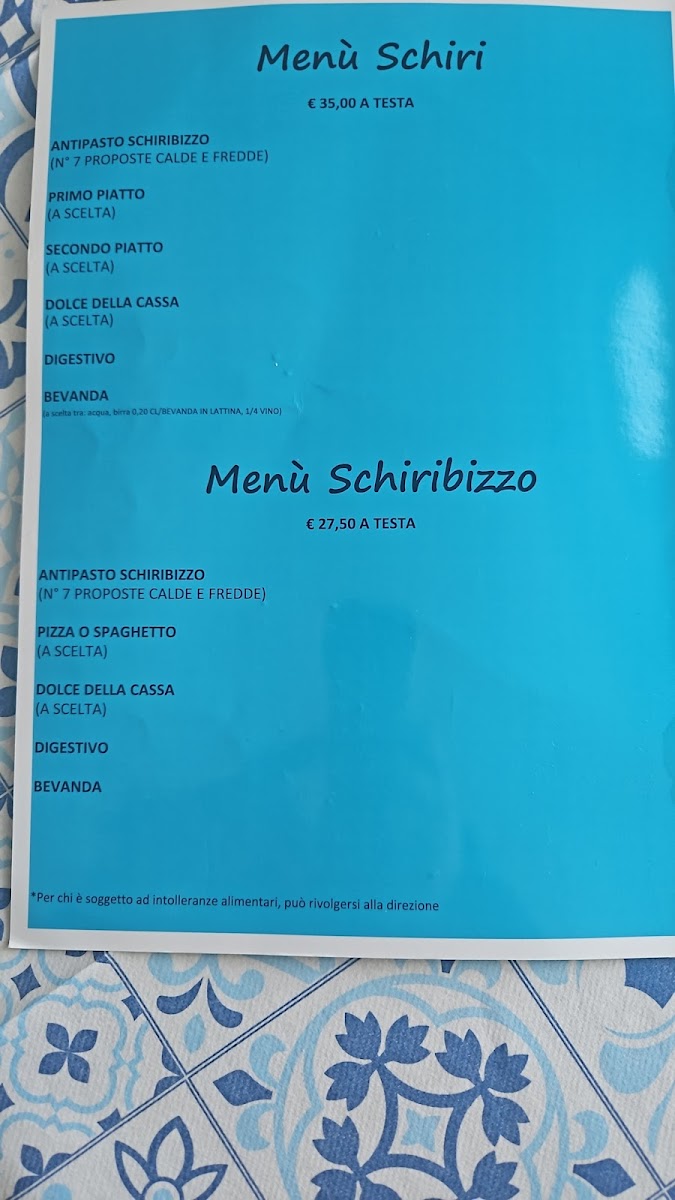 Lo Schiribizzo Photo Menu 1
