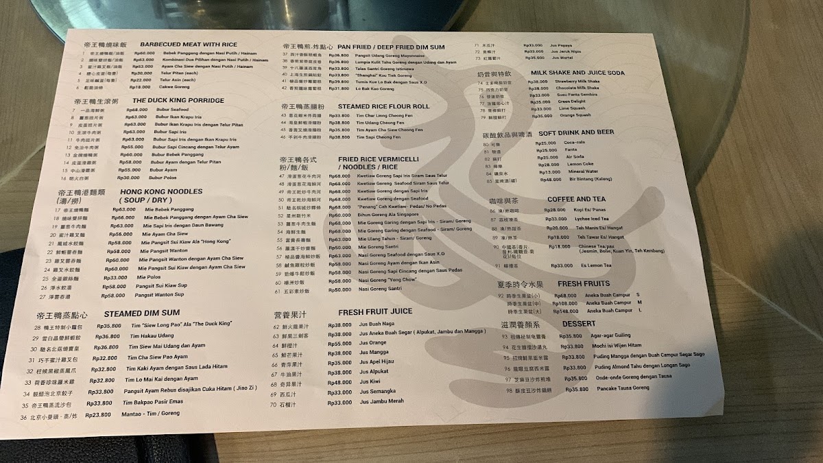 The Duck King Photo Menu 1