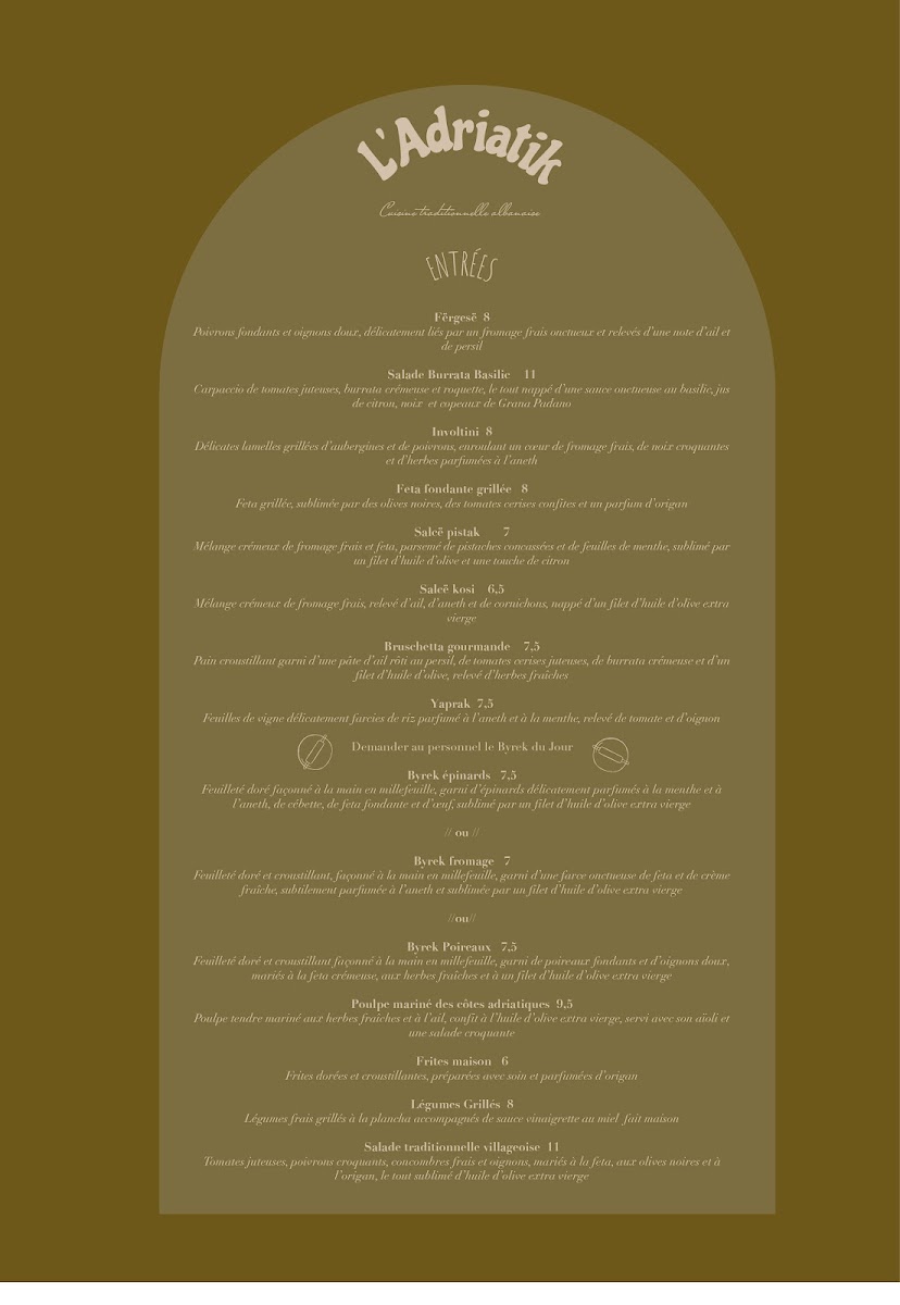 L'Adriatik Photo Menu 1
