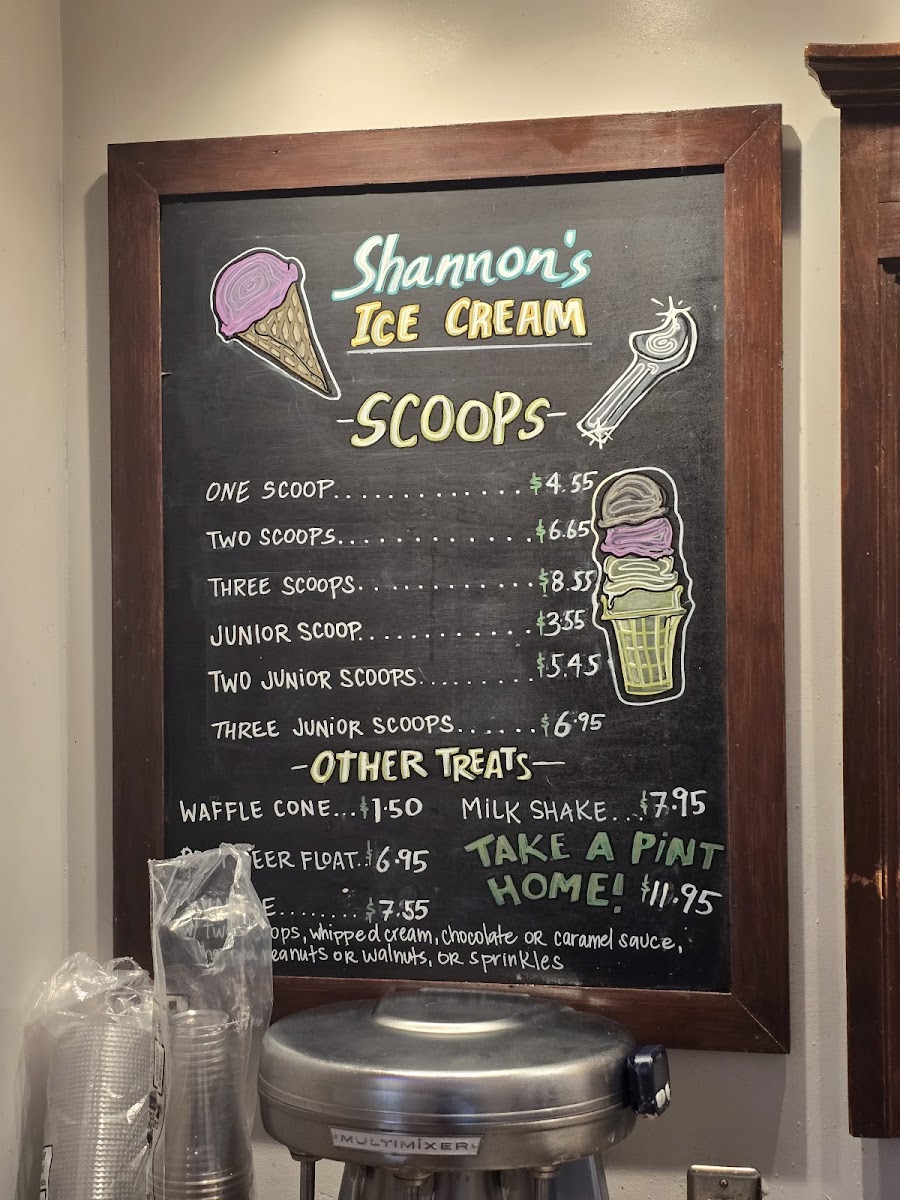 Shannon's Ice Cream Photo Menu 2
