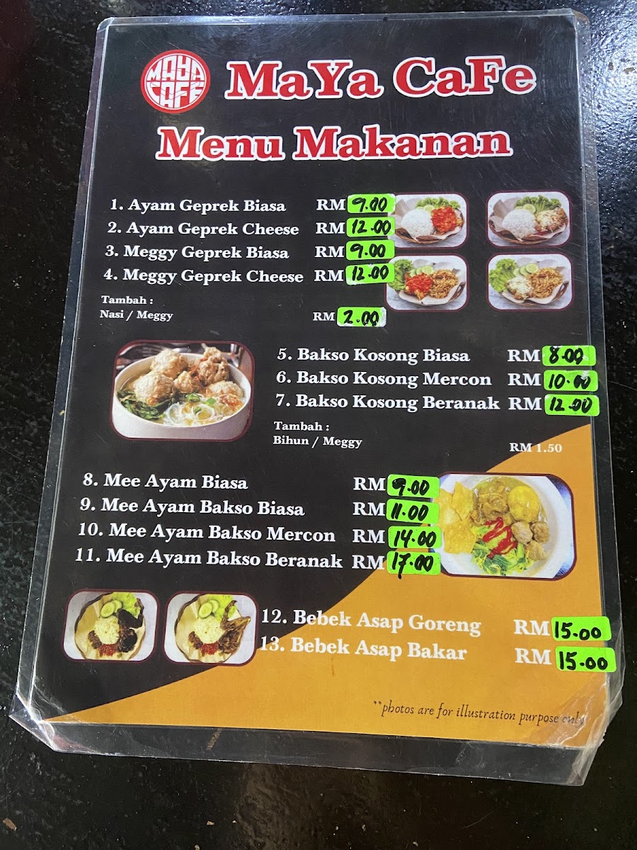 MaYa CaFe Photo Menu 3