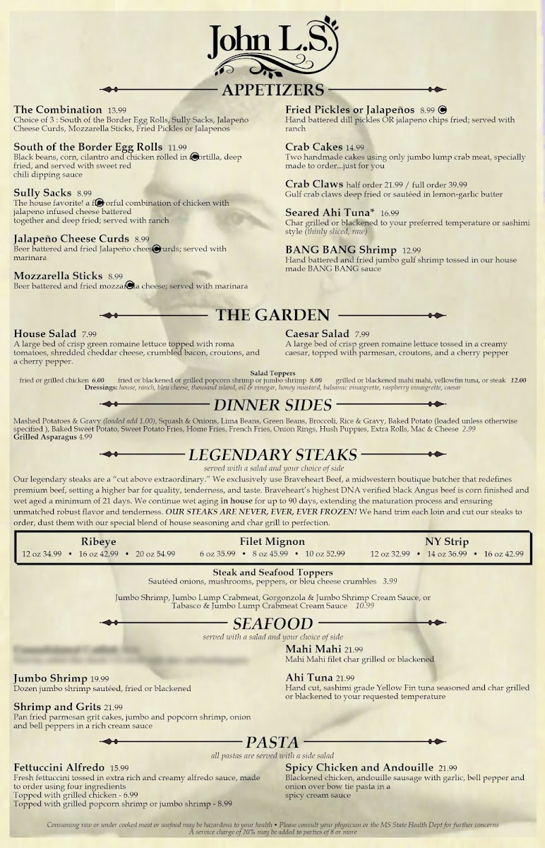 John L.S. (pronounced John L's) Photo Menu 1