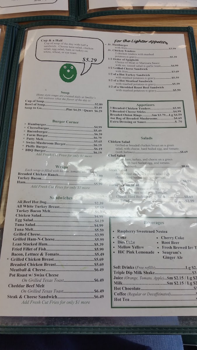 Smillie's Family Restaurant Photo Menu 2
