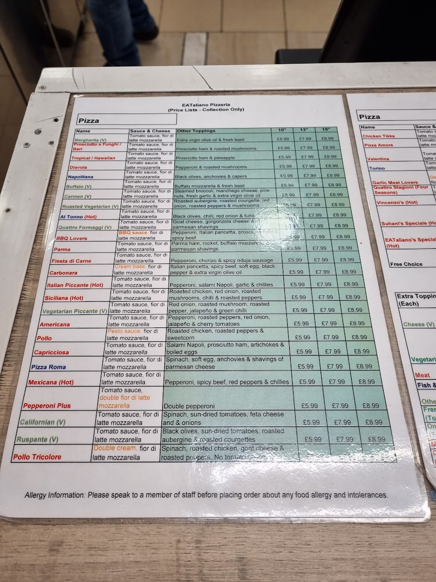 EATaliano Pizzeria Photo Menu 1