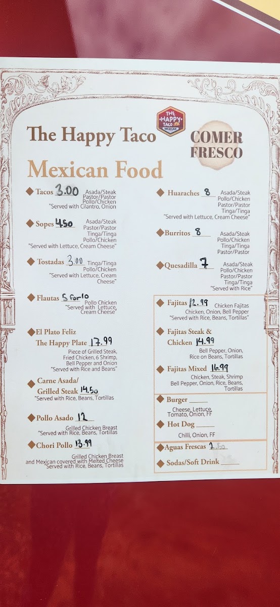 The Happy Taco (Truck) Photo Menu 1