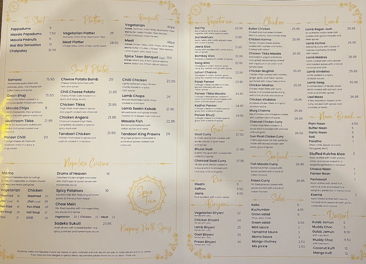 Spice Town Photo Menu 1
