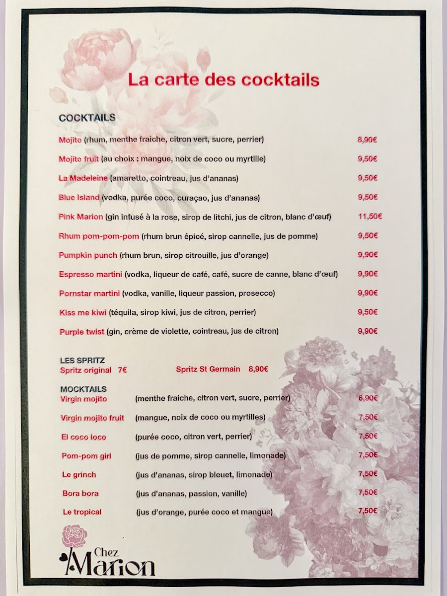 CHEZ MARION Photo Menu 2