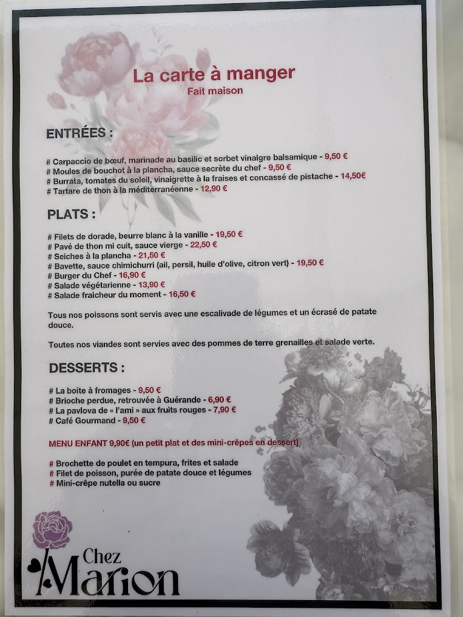 CHEZ MARION Photo Menu 4