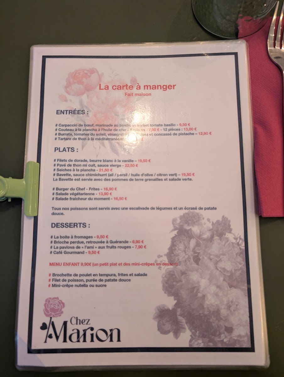 CHEZ MARION Photo Menu 7