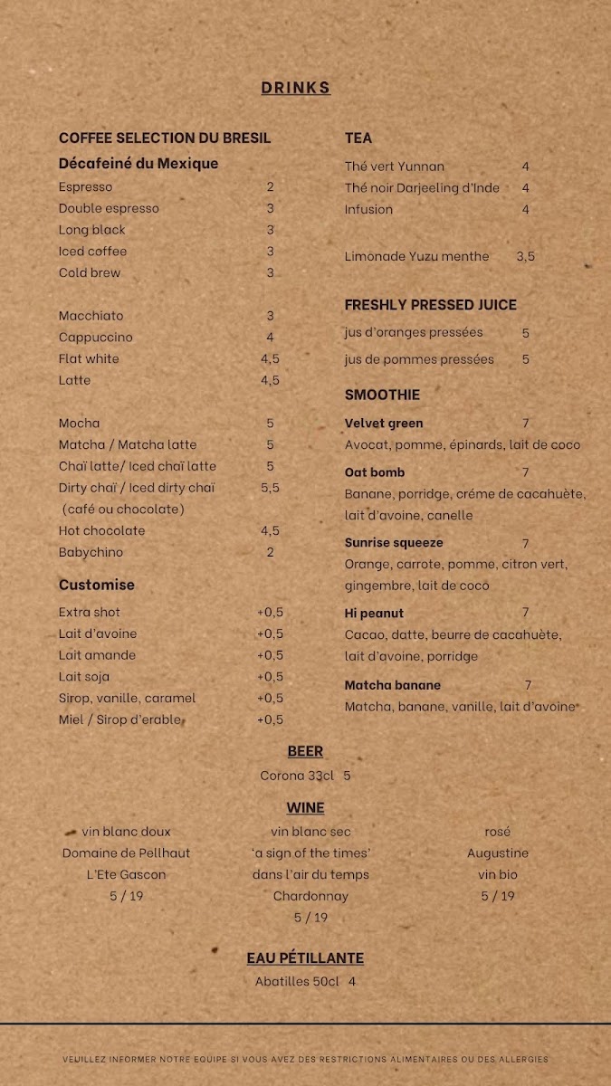Jimmy’s Coffee Shop Lacanau Photo Menu 1