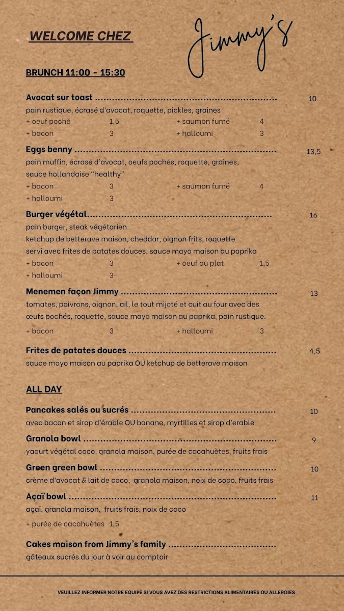 Jimmy’s Coffee Shop Lacanau Photo Menu 2