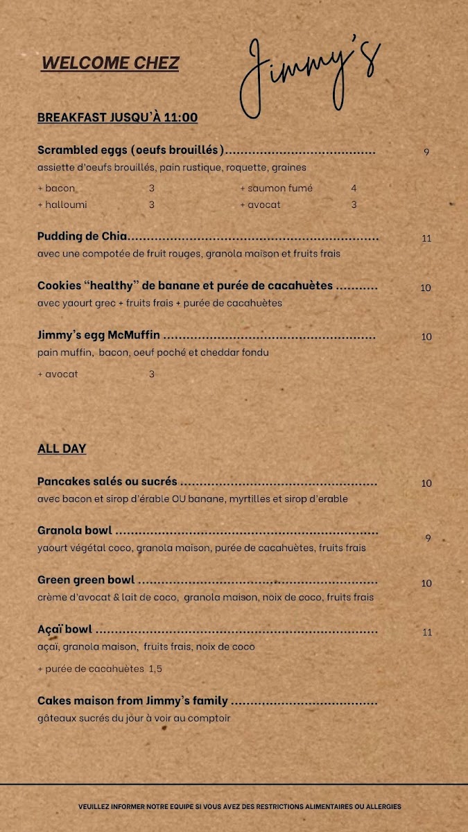Jimmy’s Coffee Shop Lacanau Photo Menu 3