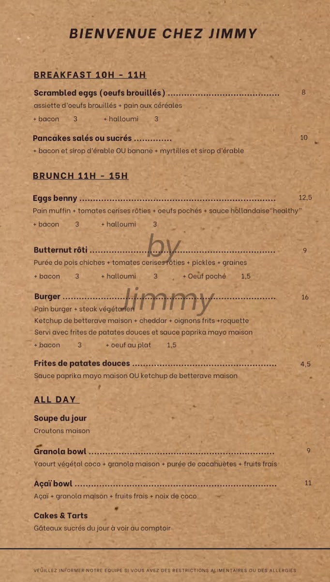 Jimmy’s Coffee Shop Lacanau Photo Menu 4