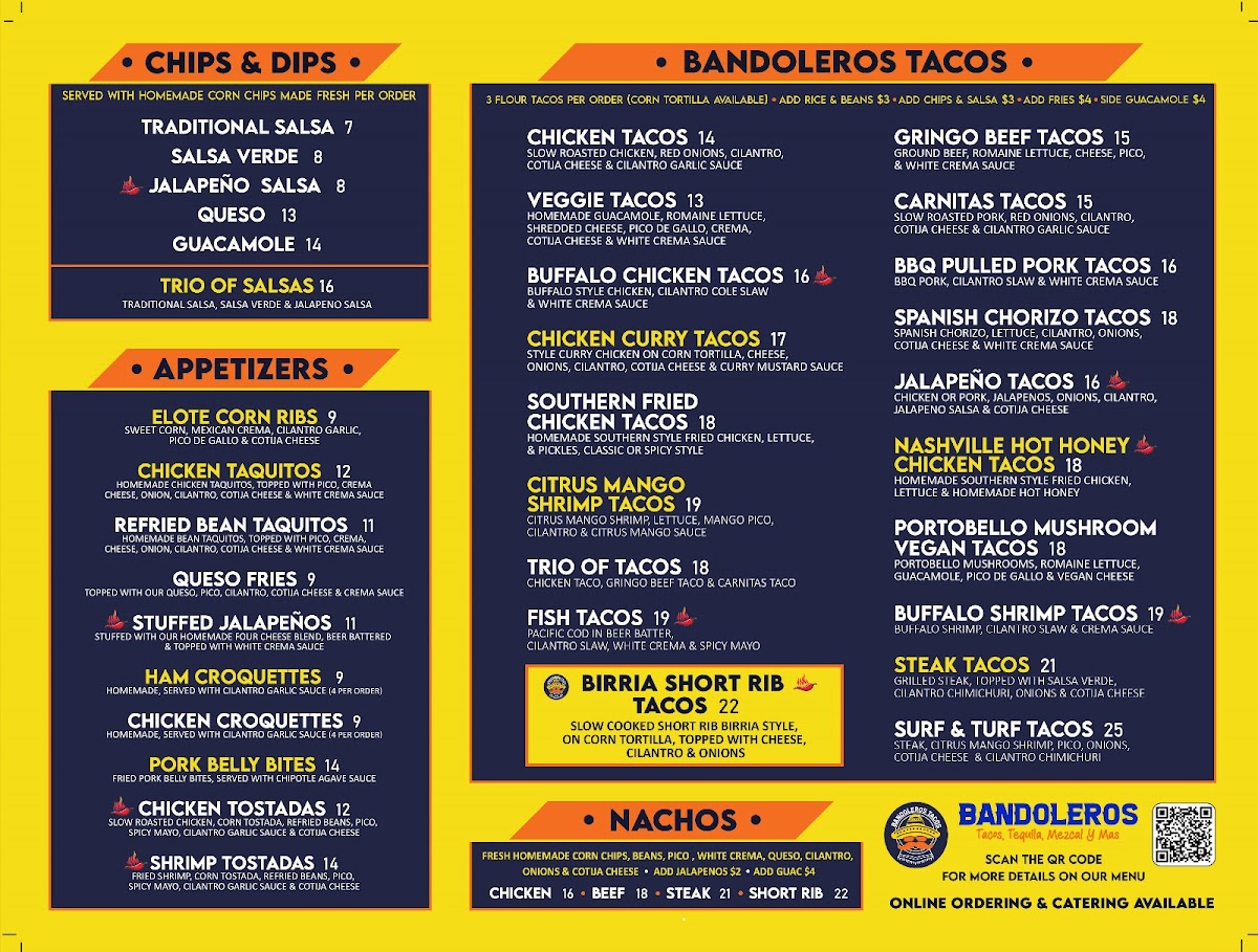 Bandoleros Tacos and Tequila Garden Photo Menu 1