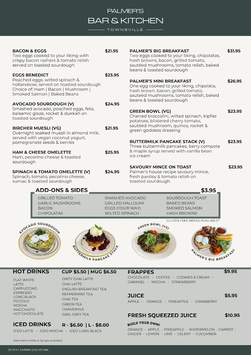 Palmer's Bar and Kitchen Photo Menu 1