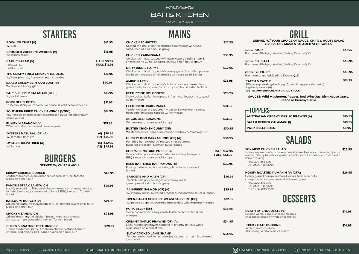 Palmer's Bar and Kitchen Photo Menu 2