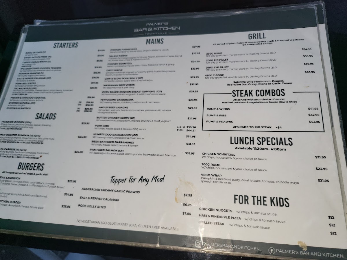 Palmer's Bar and Kitchen Photo Menu 7