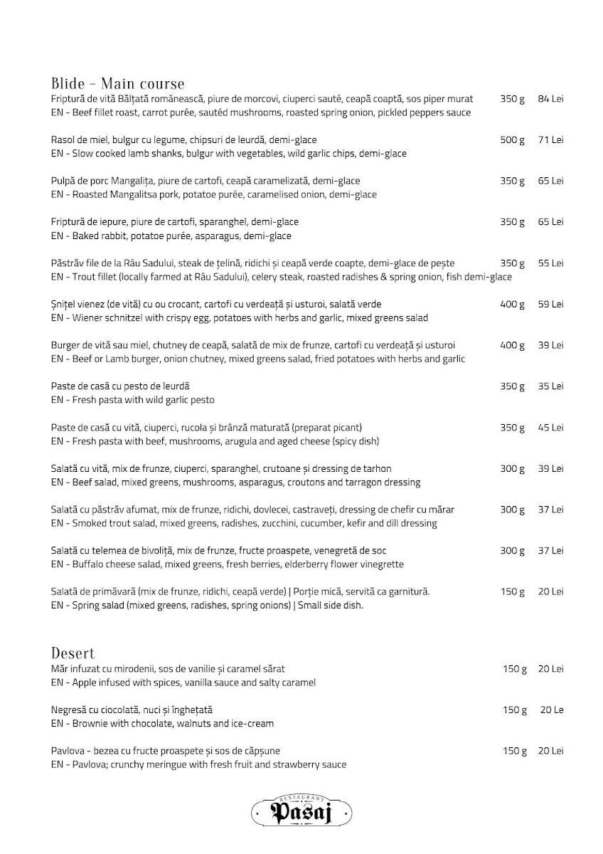 Restaurant Pasaj Sibiu Photo Menu 1