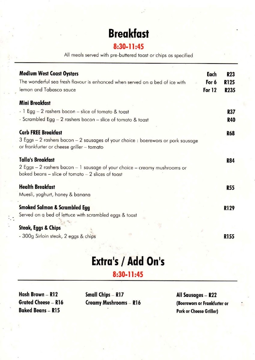 Talla's Tavern Photo Menu 6