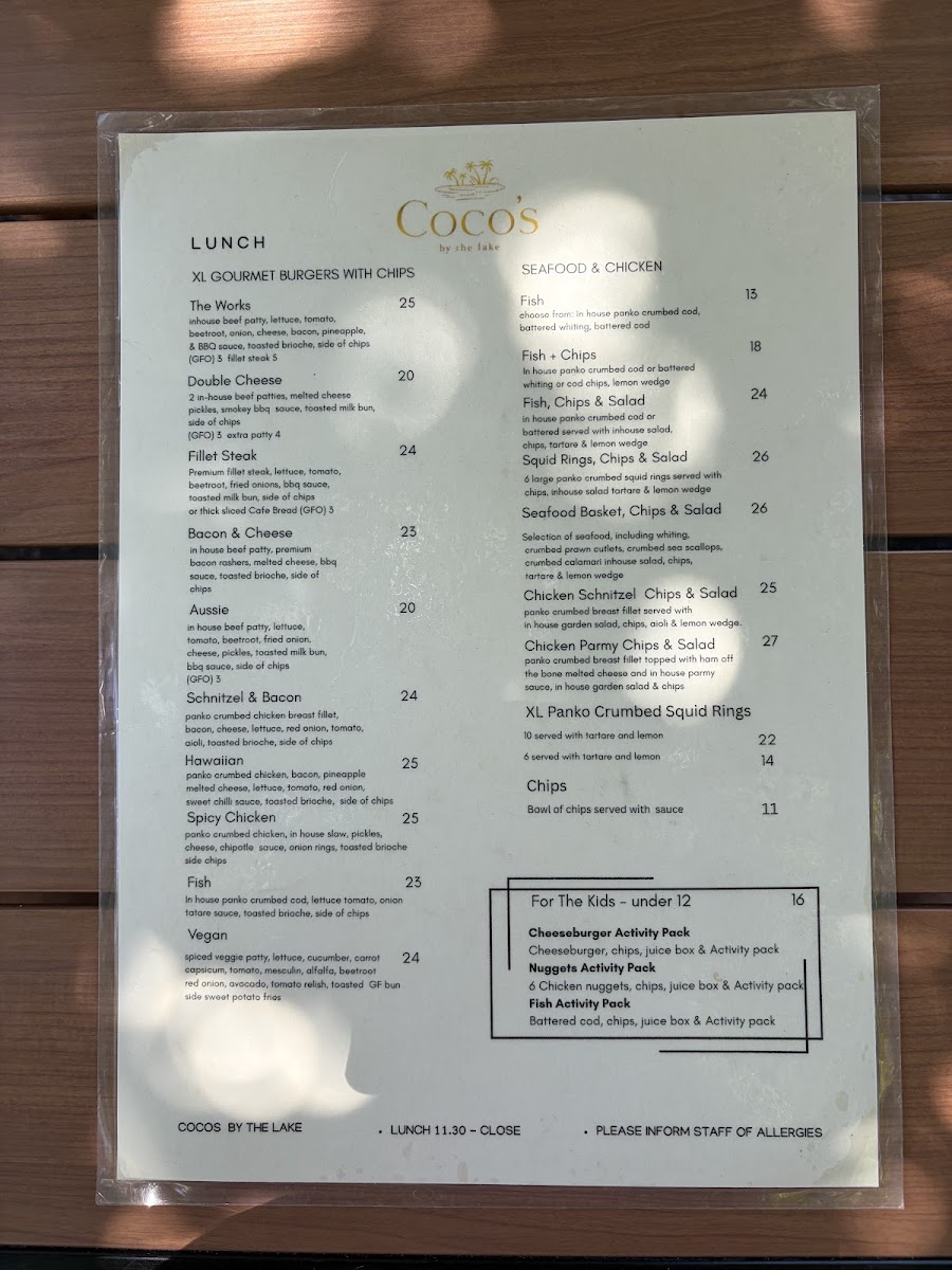 Coco's By The Lake Photo Menu 1