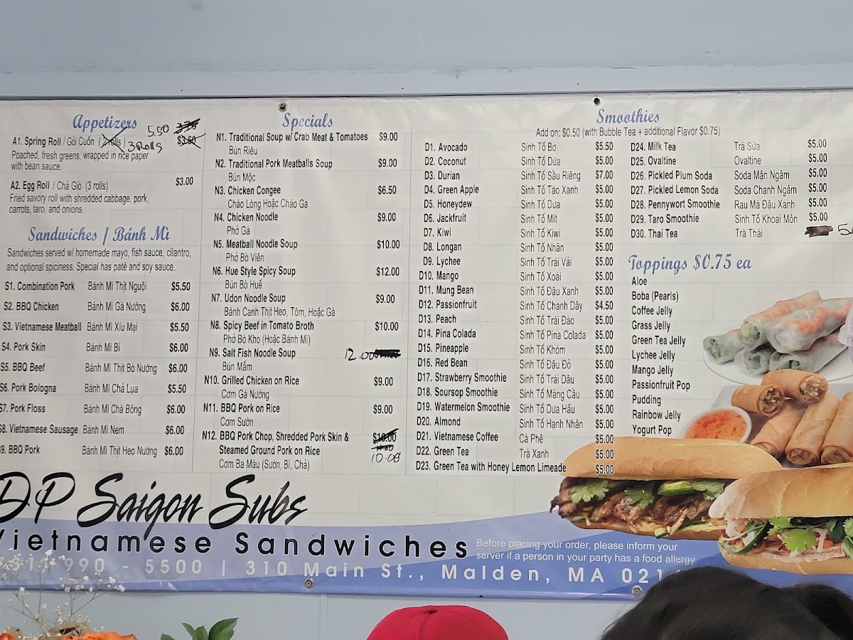 DP Saigon Subs Photo Menu 2