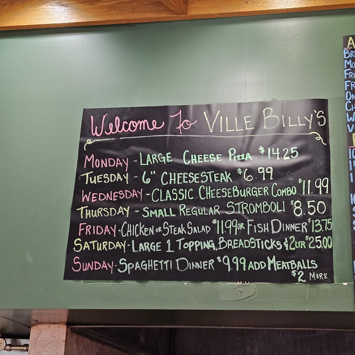 Ville Billy`s LLC Photo Menu 2