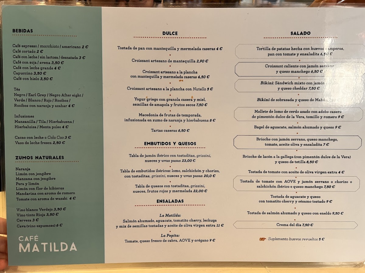 Matilda Café Barrio de Las Letras Photo Menu 1