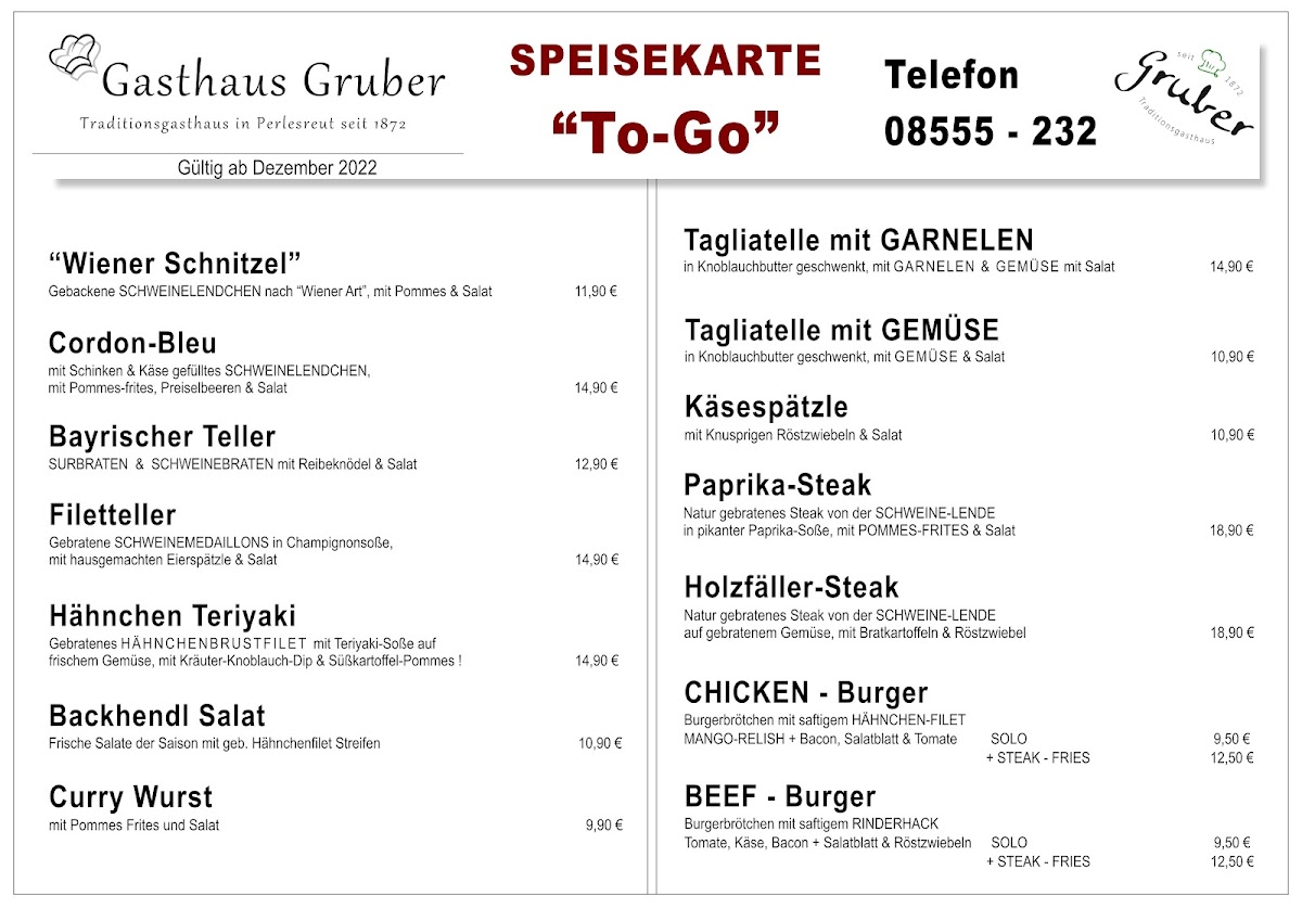 Gasthaus Gruber Photo Menu 1