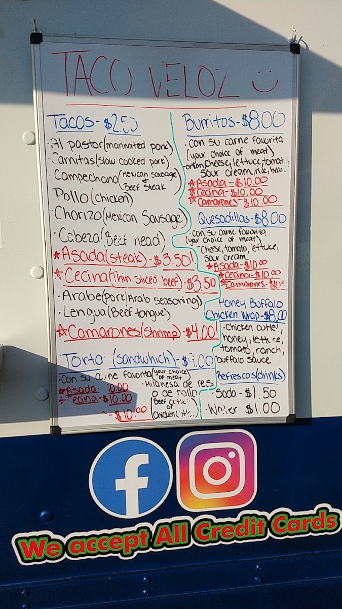 Taco Veloz Photo Menu 2