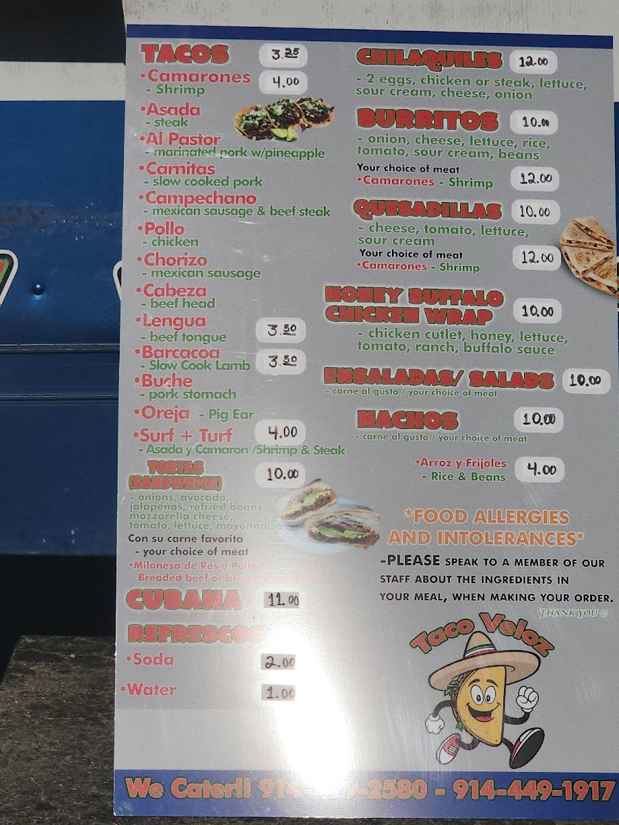 Taco Veloz Photo Menu 3