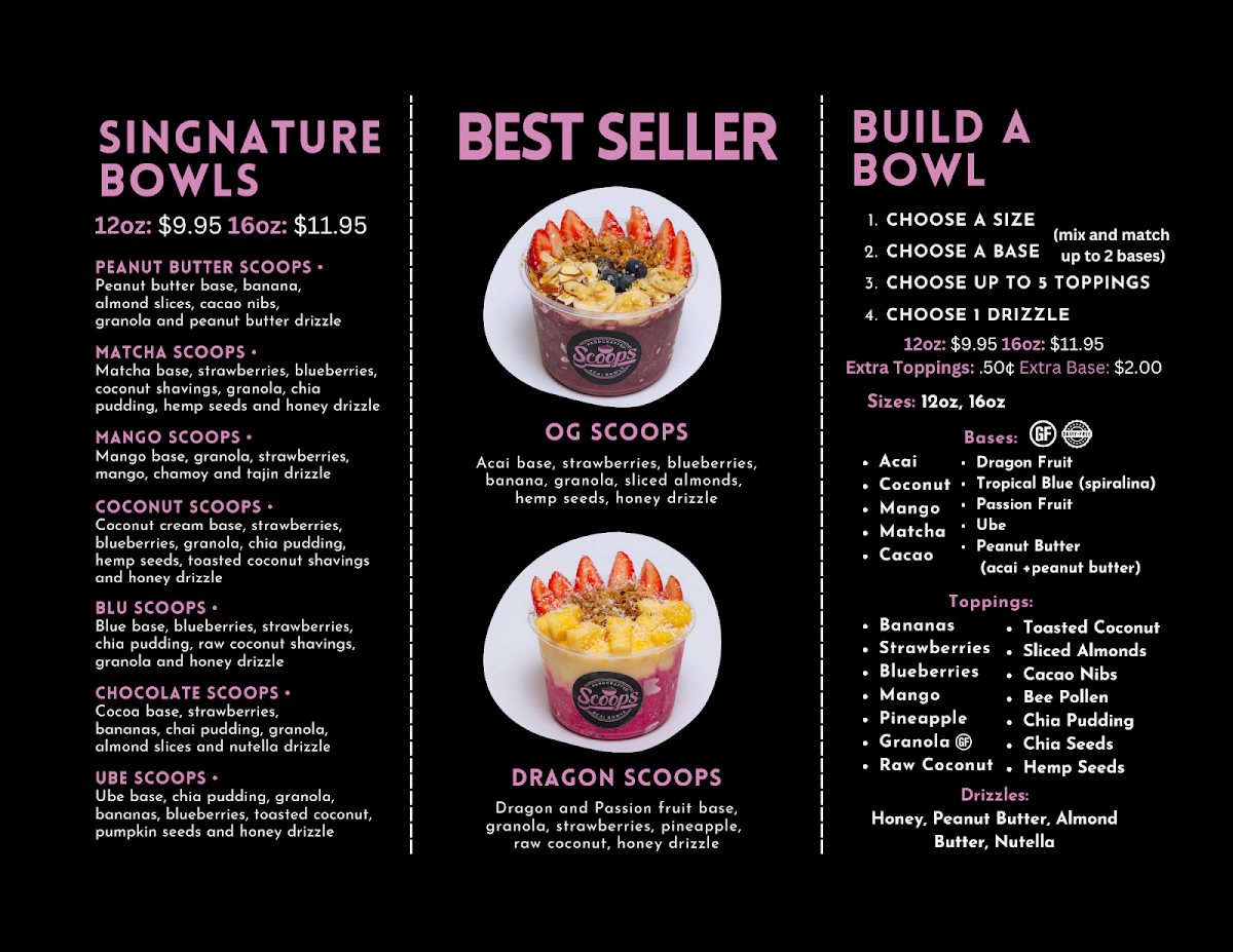 Scoops Handcrafted Acai Bowls Photo Menu 1