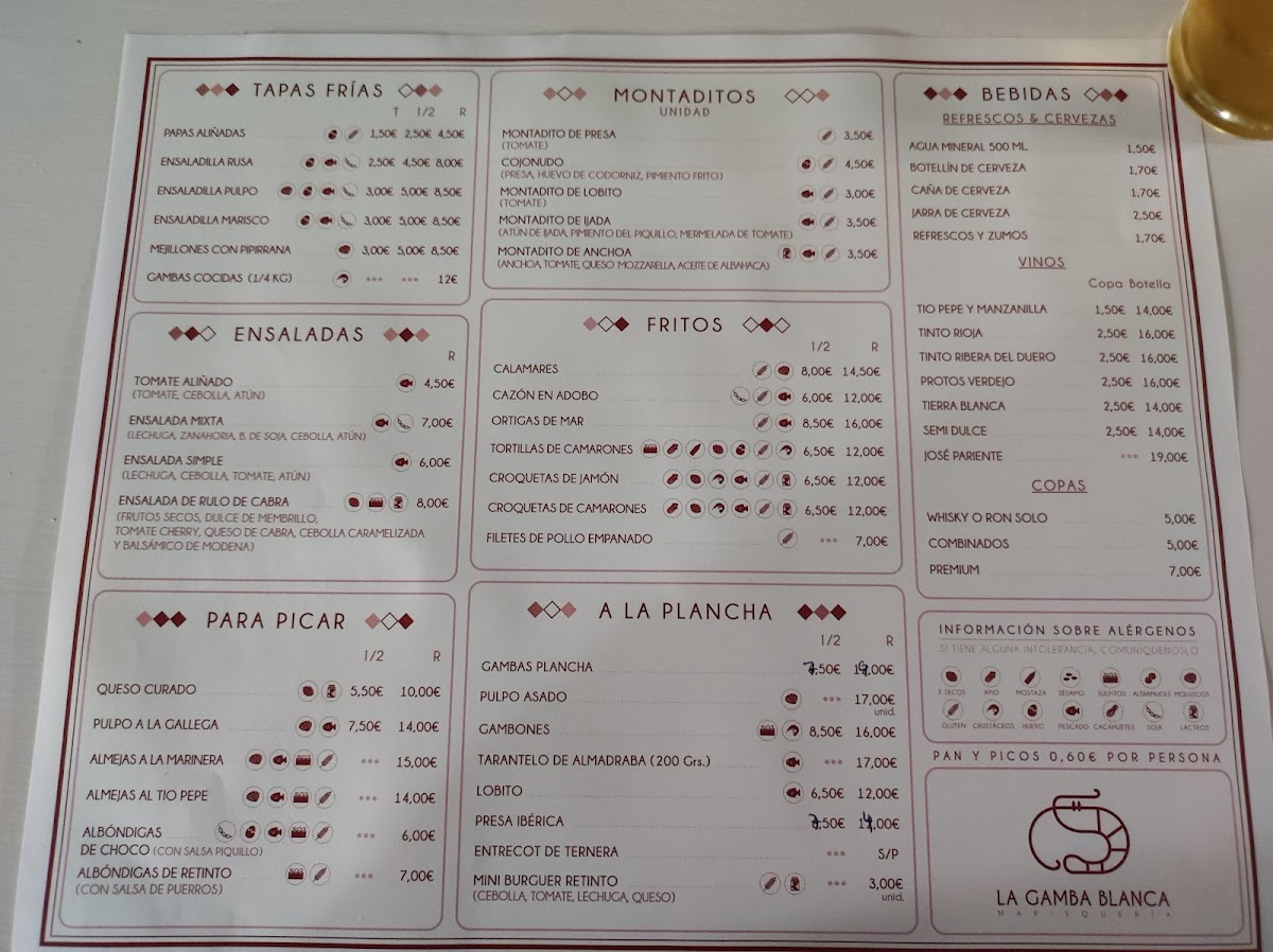 Bar La Gamba Blanca Photo Menu 1