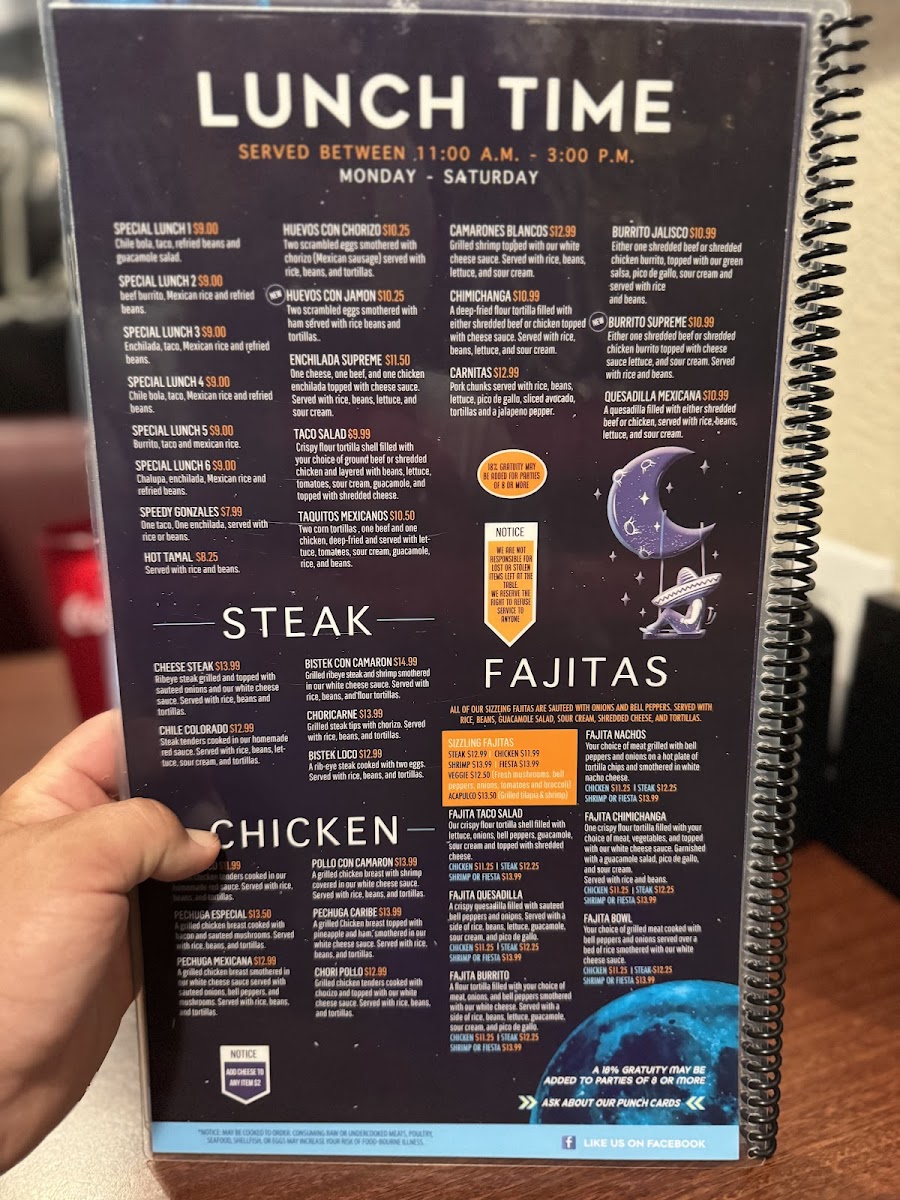 La Luna Mexican Grille Photo Menu 1