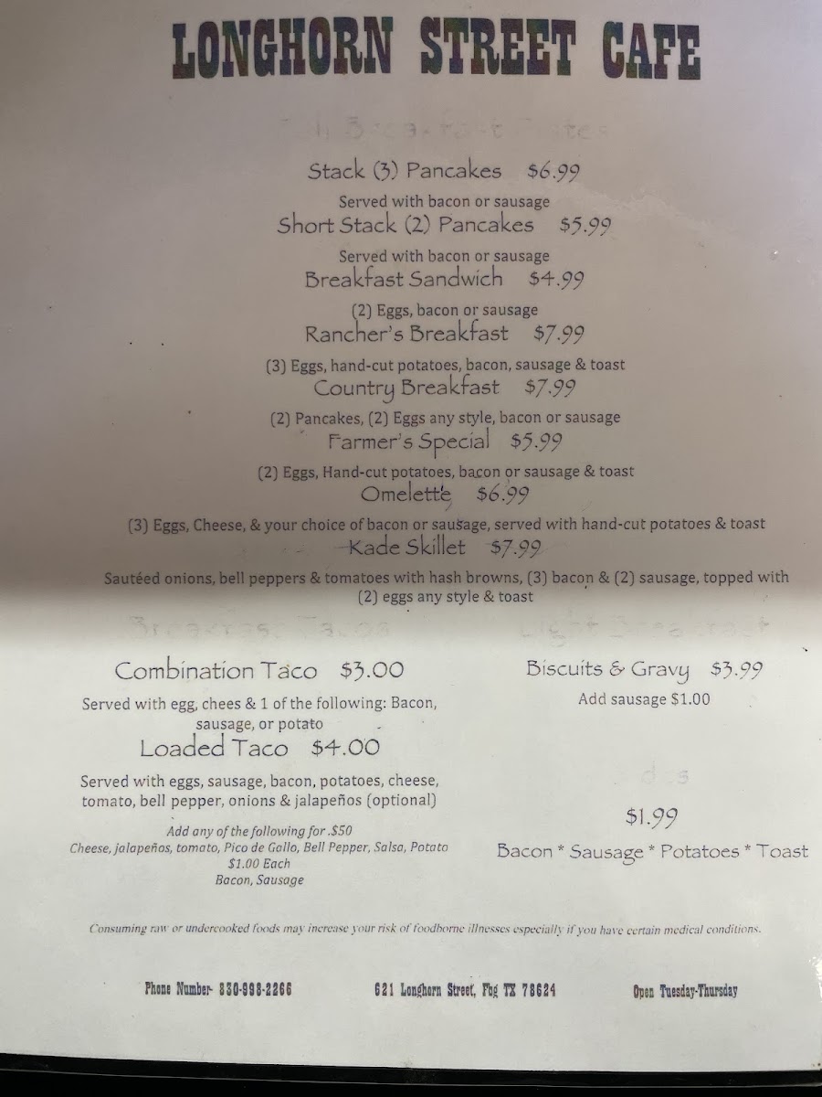 Longhorn Street Cafe Photo Menu 3