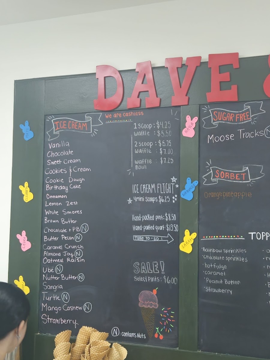 Dave & Andy's Homemade Ice Cream Photo Menu 1