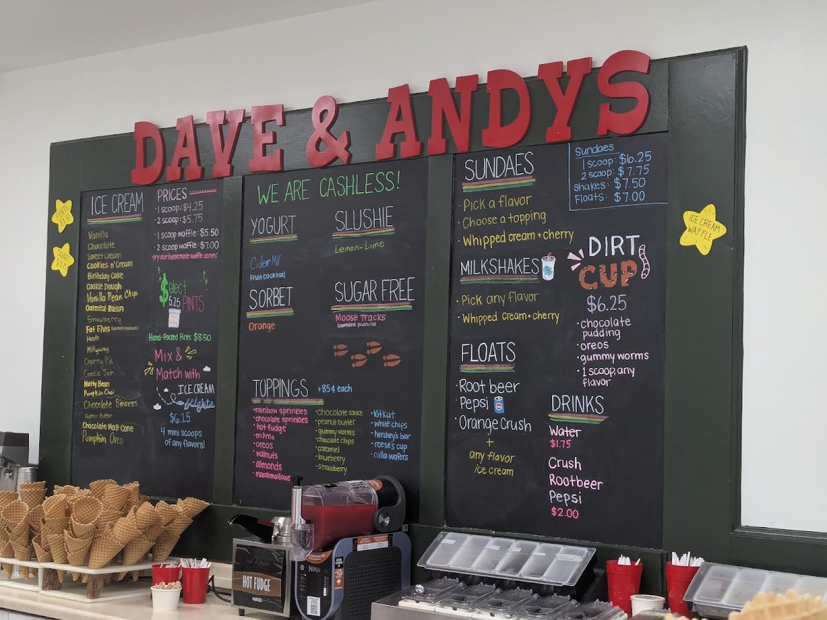 Dave & Andy's Homemade Ice Cream Photo Menu 2