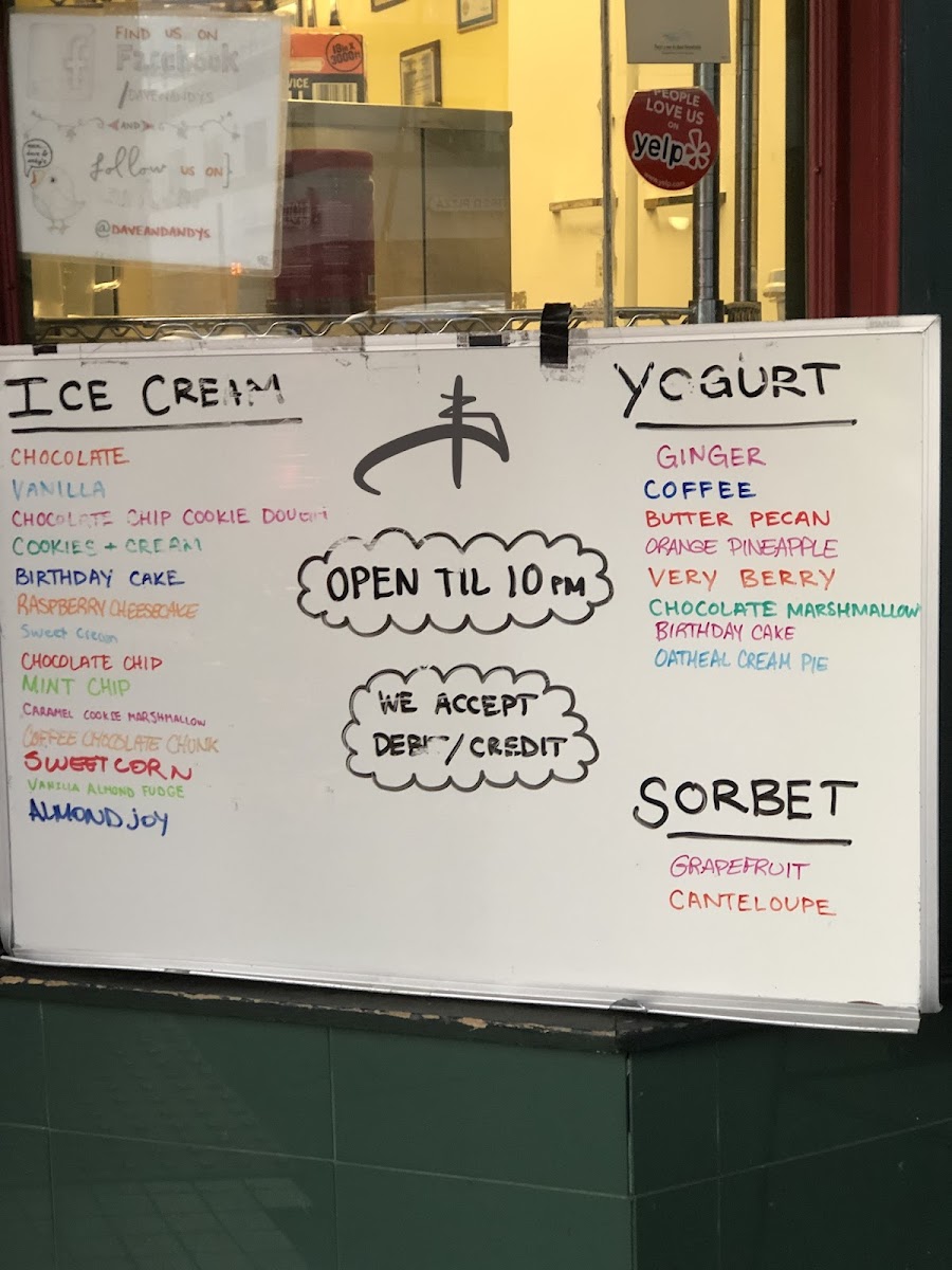 Dave & Andy's Homemade Ice Cream Photo Menu 4