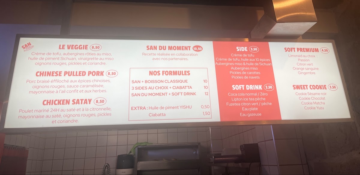 San Sandwicherie Photo Menu 2