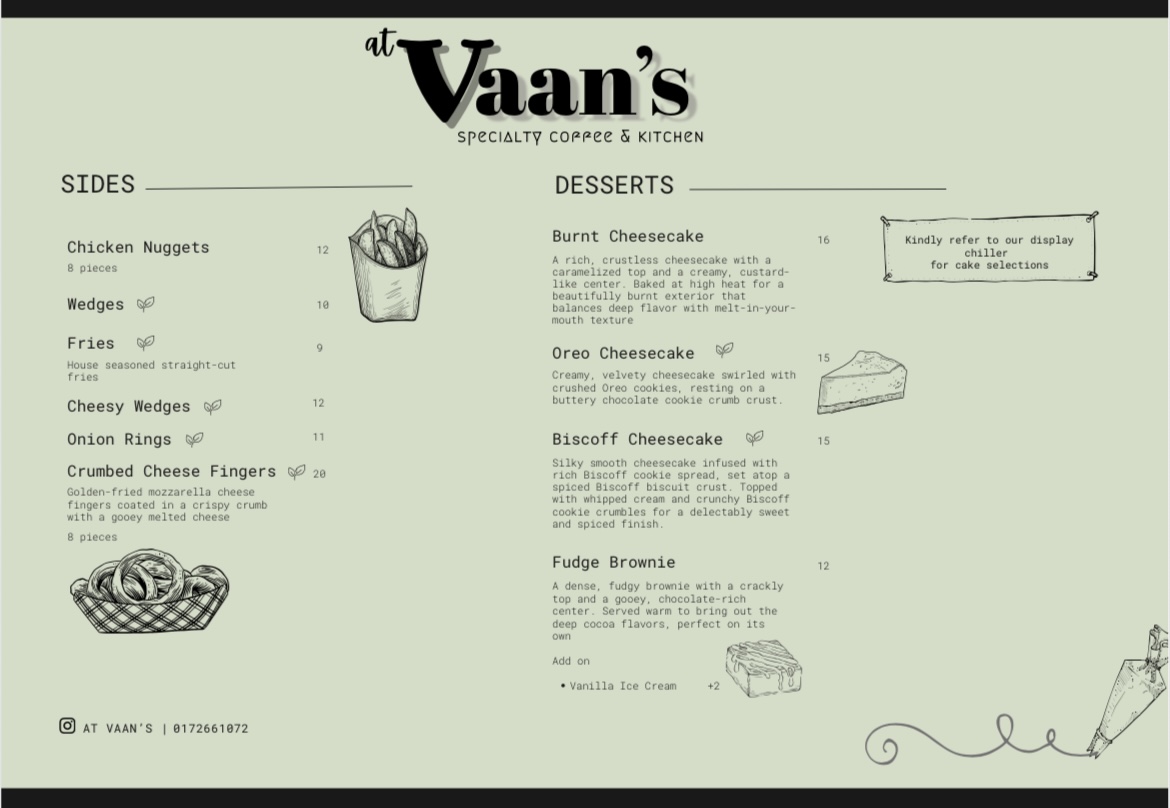 At Vaan’s Specialty Coffee & Kitchen Photo Menu 5
