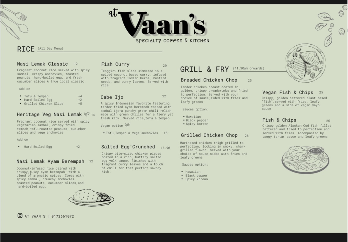 At Vaan’s Specialty Coffee & Kitchen Photo Menu 6