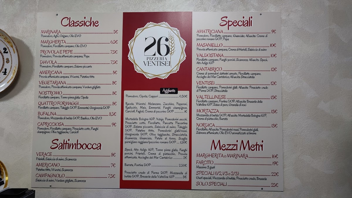 Pizzeria Ventisei Photo Menu 1