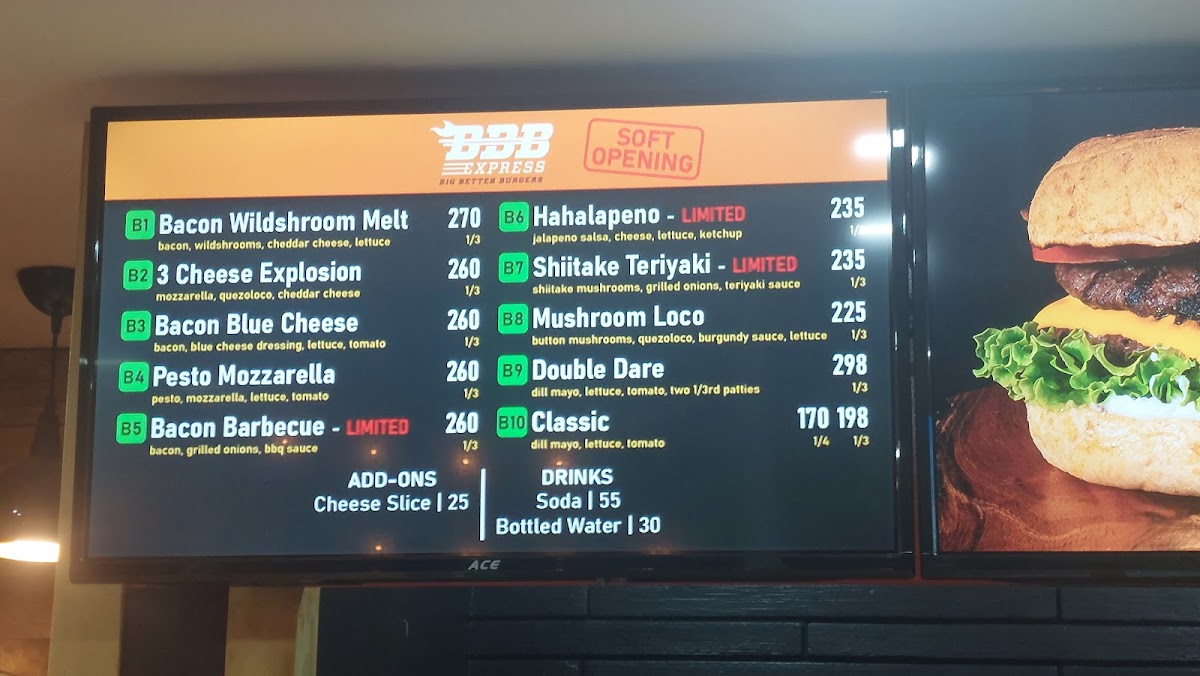 BBB Alabang Northgate (Big Better Burgers) & Moonleaf Alabang Photo Menu 1