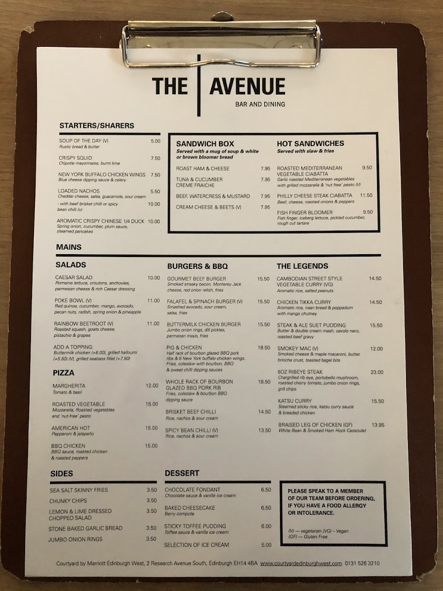 Courtyard by Marriott Edinburgh West Restaurant Photo Menu 3