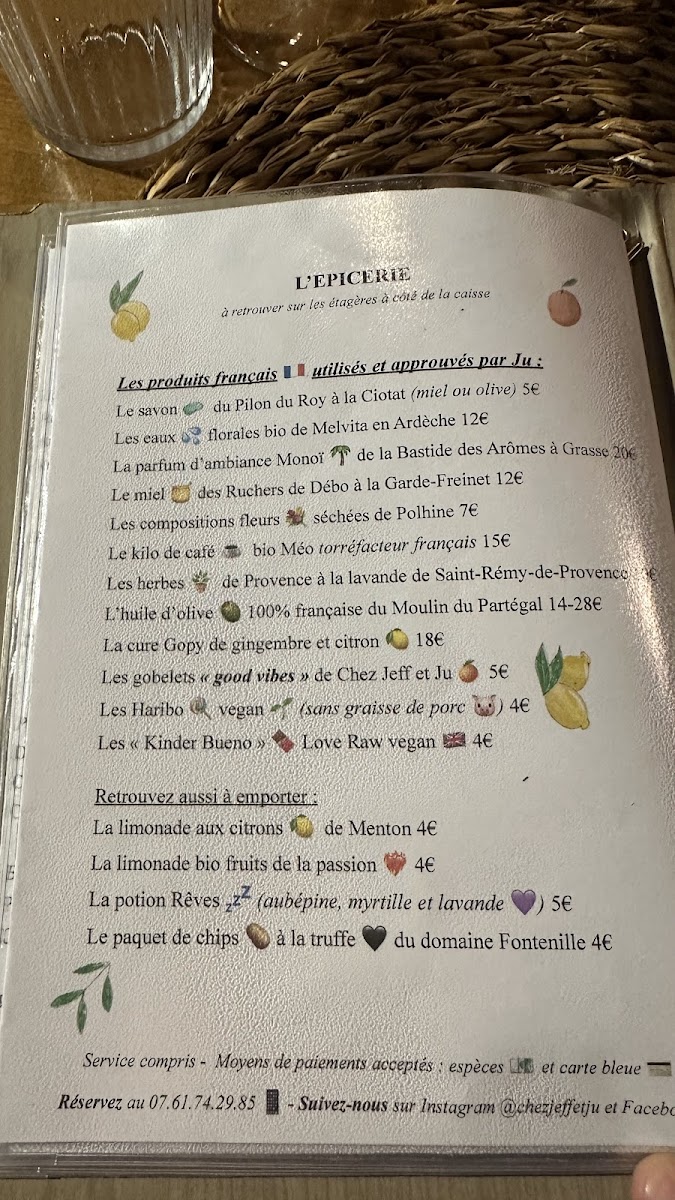 Chez Jeff et Ju Photo Menu 1